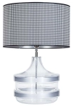Lampa stołowa szklana podstawa z srebrnym pasem i szaro czarny abażur w kratę 4Concepts L224281338 Baden E27 63cm x 50cm