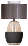 Lampa stołowa bursztynowa szklana podstawa z czarnym pasem i brązowo białym abażurem 4Concepts L248110420 Ariel E27 64cm x 40cm