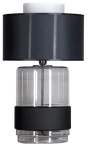 Lampa nocna szklana dymna podstawa z czarnym pasem i czarno białym abażurem 4Concepts L250112422 Umbriel E27 65cm x 40cm