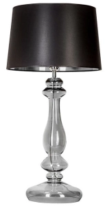 Lampa stołowa szklana transparentna podstawa i czarno srebrny abażur 4Concepts L204361261 Versailles E27 79cm x 40cm
