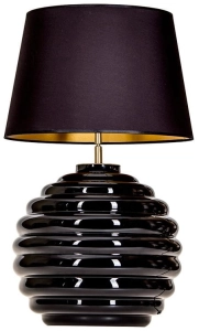 Lampa nocna czarna szklana podstawa złote dodatki i czarno złoty abażur 4Concepts L215222240 Saint Tropez E27 73cm x 45cm