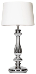 Lampa stołowa szklana srebrna podstawa z białym abażurem 4Concepts L204161228 Versailles E27 79cm x 40cm