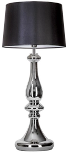 Lampa stołowa srebrna szklana podstawa z czarno białym abażurem 4Concepts L203161229 Louvre E27 99cm x 45cm