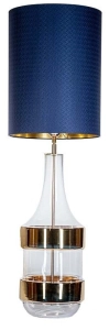 Lampa stołowa szklana podstawa z złotymi dodatkami i granatowo złoty abażur 4Concepts L223181335 Biaritz E27 102cm x 35cm