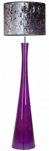 Lampa podłogowa fioletowa szklana podstawa i lawendowy abażur z weluru 4Concepts L235311310 Siena E27 165cm x 50cm