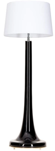 Lampa czarna podłogowa szklana podstawa i biały abażur 4Concepts L213222259 Zurich E27 165cm x 50cm