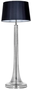 Lampa stojąca podłogowa dymna szklana podstawa i czarno biały abażur 4Concepts L213282258 Zurich E27 165cm x 50cm