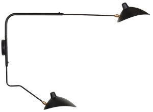 Czarna lampa ścienna z dwoma długimi ramionami i regulacją Step Into Design W8702-S Crane 2xE14