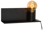 Czarna lampa ścienna z półką i odkrytą żarówką Lucide 06218/01/30 Sebo E27
