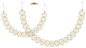 Złota duża podwieszana lampa wisząca kule obręcze Maytoni MOD216PL-L55G3K Golden Cage LED 107W 3000K