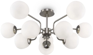 Lampa Sufitowa Żyrandol Szklane Kule Maytoni MOD221PL-10N Erich 10xE14 34cm x 90cm nikiel biały
