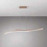 Piaskowa podłużna lampa wisząca z dwoma wygiętymi listwami Vivida International 0097.30.SA WN Hyperbola LED 30W 3000K-4000K 120cm