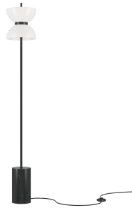 Czarna prosta lampa stojąca podłogowa z białym kloszem Maytoni MOD178FL-L11B3K Kyoto LED 11W 3000K 145cm
