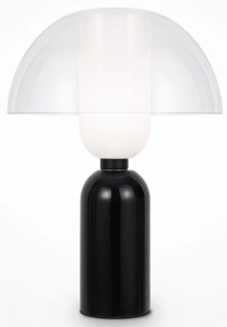 Czarna lampa stołowa grzybek z szklanym kloszem Maytoni MOD177TL-01B Memory E14 42,5cm