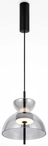 Czarna lampa wisząca z nowoczesnym szklanym kloszem Maytoni MOD185PL-L6B3K5 Bangkok LED 12W 3000K 25cm