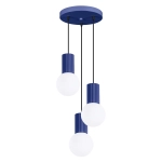 Potrójna lampa wisząca białe kule na karbowanej tulejce w kolorze ultramaryna Sollux Lighting SL.1740 Halo 3xG9