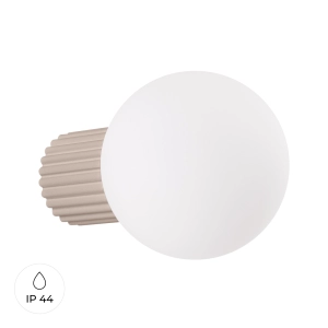 Kinkiet biała kula na karbowanej tulejce w kolorze taupe do łazienki Sollux Lighting SL.1742 Halo G9 IP44