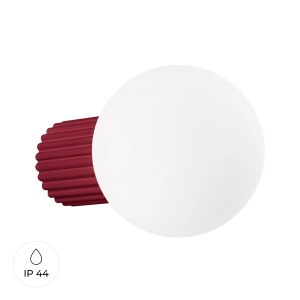 Kinkiet biała kula na karbowanej tulejce w kolorze burgund do łazienki Sollux Lighting SL.1747 Halo G9 IP44