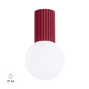 Lampa sufitowa biała kula na karbowanej tulejce w kolorze burgund do łazienki Sollux Lighting SL.1748 Halo G9 IP44