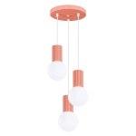 Potrójna lampa wisząca białe kule na karbowanej tulejce w kolorze brzoskwiniowym Sollux Lighting SL.1755 Halo 3xG9