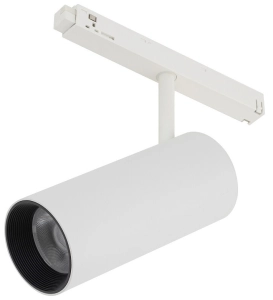 Biały reflektor z czarną optyką i światłem punktowym na szynę magnetyczną LVM Nowodvorski 11642 Spot LED 15W 3000K 30stopni