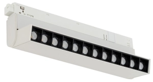 Biała lampa diodowa przechylana z czarną optyką do szynoprzewodów magnetycznych LVM Nowodvorski 11634 Focus LED 9W 3000K 21cm 30stopni