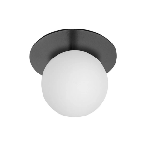 Lampa sufitowo ścienna czarna metalowa podstawa i biała szklana kula 15cm Ummo B2A12000 Borra A G9