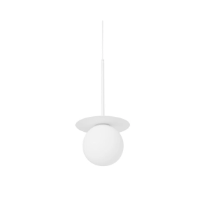Lampa wisząca biała kula 15cm i okrągły spodek Ummo BRB111P0 Borra B G9