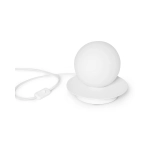 Lampa stołowa biała kula 15cm i okrągły spodek Ummo B1A111P1 Borra ST G9