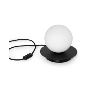 Lampa stołowa biała kula 15cm i czarny okrągły spodek Ummo B2A122P1 Borra ST G9