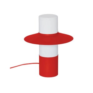 Biała lampa stołowa walec z czerwonym talerzykiem Ummo CPS11212P1 Caponio ST E27