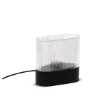 Czarna lampa stołowa z szklanym ryflowanym kloszem Ummo FLS132P1 Flumina St E14