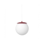Lampa wisząca z szklanym kloszem kulą i burgundowym talerzykiem Ummo KLE141P0 Kuul E E27 30cm