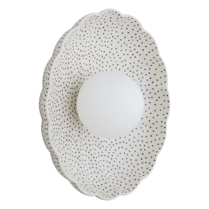 Ceramiczny kinkiet Bolesławiec kremowy w granatowe stemple Argon 8934 Boll G9 IP44
