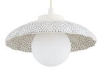 Ceramiczna lampa wisząca Bolesławiec kremowy z granatowymi stemplami i klosz kula szklana Argon 8947 Boll G9 IP44