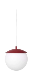 Lampa wisząca z szklanym kloszem kulą i burgundowym talerzykiem Ummo KLG141P0 Kuul E E27 20cm