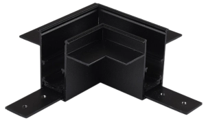 Czarny łącznik metalowy poziomy L do podtynkowych szynoprzewodów magnetycznych 24V Kama KL-T1001B-A-BK