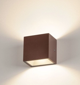 Rdzawy ściemnialny zewnętrzny kinkiet kostka światło góra - dół SLV 1002034 Sitra LED 11W 3000/4000K 105stopni IP65