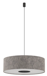 Lampa wisząca z okrągłym materiałowym szarym abażurem Nowodvorski 11675 Lago L E27 65cm