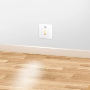 Biała lampa schodowa kwadratowa z czujnikiem Elkim Lighting 100102102CR Lesel XL LED 1W 3000K 230V 7,5cm