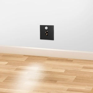 Czarna lampa schodowa kwadratowa z czujnikiem Elkim Lighting 100102203CR Lesel XL LED 1W 4000K 230V 7,5cm