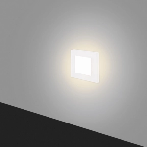 Biała kwadratowa lampa schodowa Elkim Lighting 1008B2202 Lesel 1W 4000K 230V