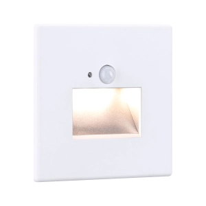 Biała matowa kwadratowa lampa schodowa z czujnikiem Paulmann 93133 Edge 1,2W 2700K 230V