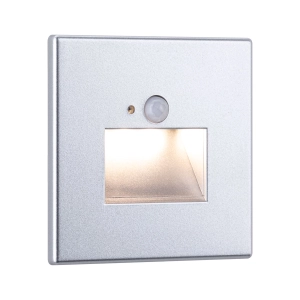 Chromowana matowa kwadratowa lampa schodowa z czujnikiem Paulmann 93134 Edge 1,2W 2700K 230V