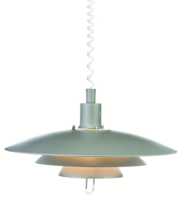 Długa lampa wisząca w stylu skandynawskim szara z kaskadowym kloszem na białym spiralnym przewodzie MarkSlojd 102282 Kirkenes 226cm x 48cm
