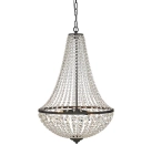 Szklana lampa wisząca w stylu glamour z przezroczystymi kryształkami i czarną metalową obręczą MarkSlojd 107028 Gränsö 3xE14 50cm