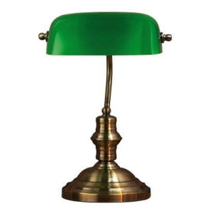 Lampa biurkowa bankierka w stylu vitage z zielonym kloszem i złotą podstawą MarkSlojd 105931 Bankers 42cm