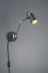 Regulowany Kinkiet z kablem lampa ścienna Trio 208870132 Edward E14 50cm x 25cm czarny złoty
