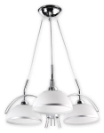 Lampa wisząca trzy mleczne klosze i chromowane dodatki Lemir O1483 CH Flex 3xE27