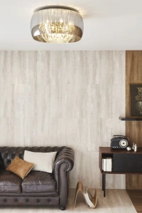 Lampa sufitowa okrągły plafon szklany lustrzany klosz i kryształki Lucide 70163/06/11 Pearl 6xG9 50cm